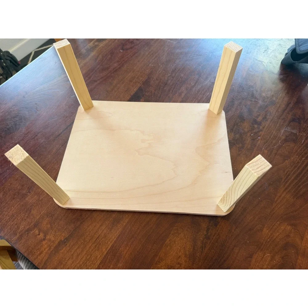 Handmade Wooden Small Animal Platform Elevated Hamster Cage Stand Natural Wood
